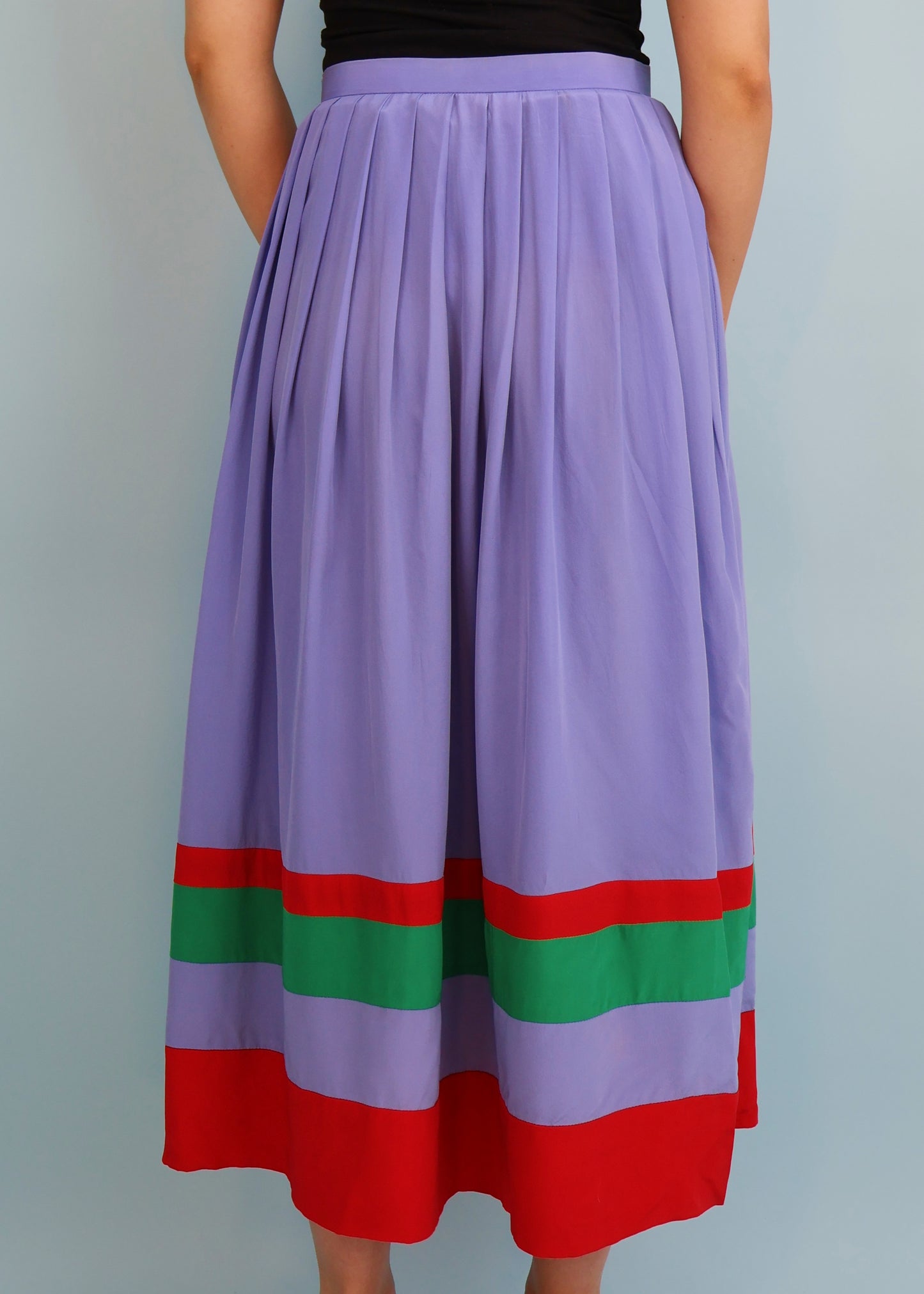 Miss O by Oscar De La Renta Pleated Silk Skirt