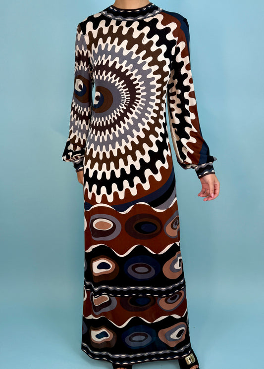 Emilio Pucci 1969 Brown Pattern Maxi Dress
