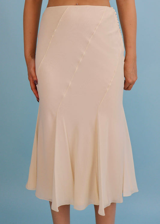 Dior Spring 2005 Cream Silk Chiffon Midi Skirt
