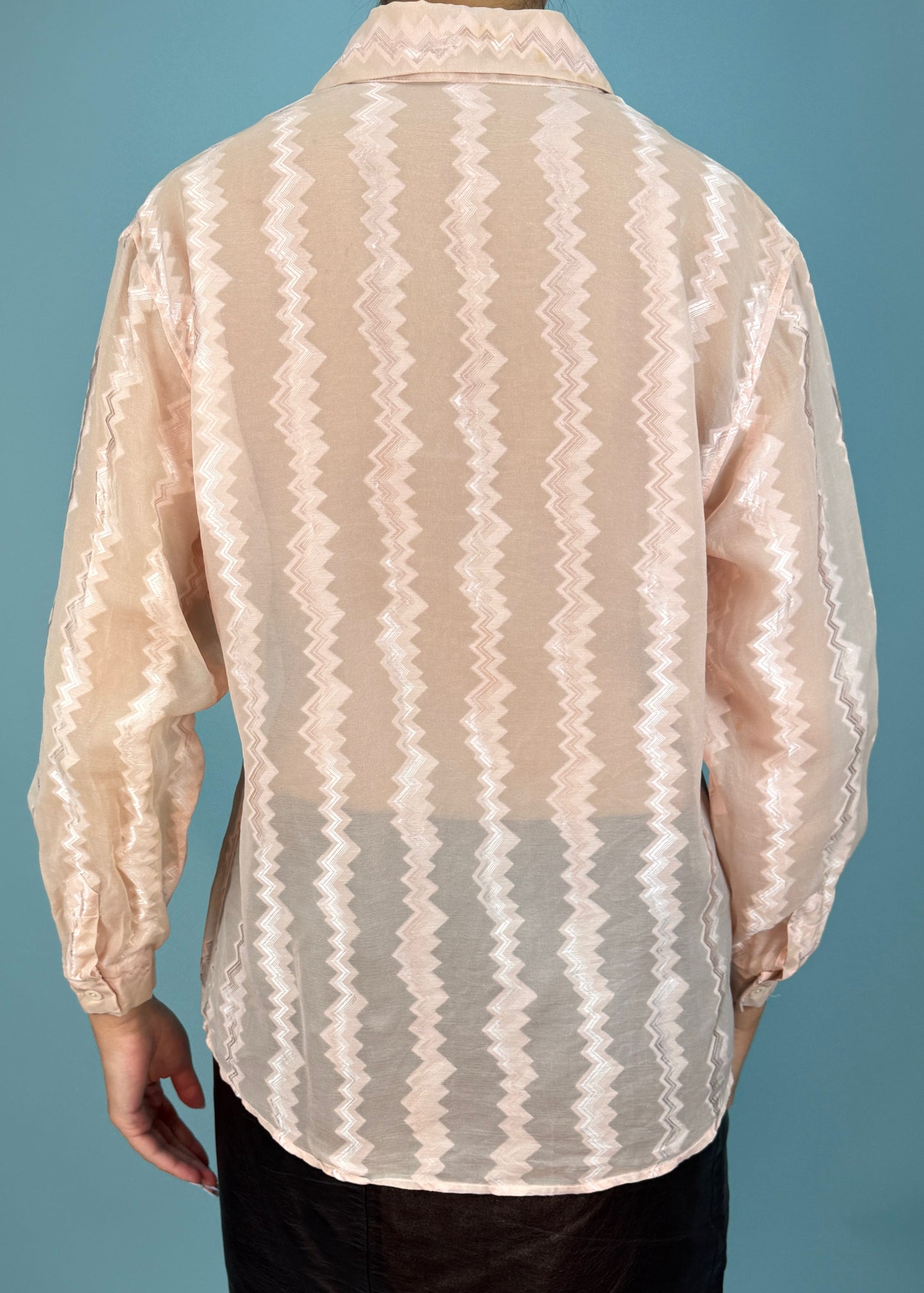 Gucci Spring 2000 Runway Pink Sheer Zig Zag Shirt