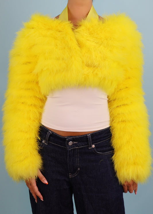 Gucci Spring 2004 Runway Yellow Marabou Feather Bolero Jacket