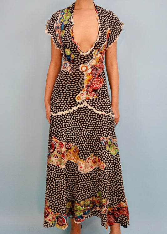 Jean Paul Gaultier Mesh Polka Dot Embroidered Dress