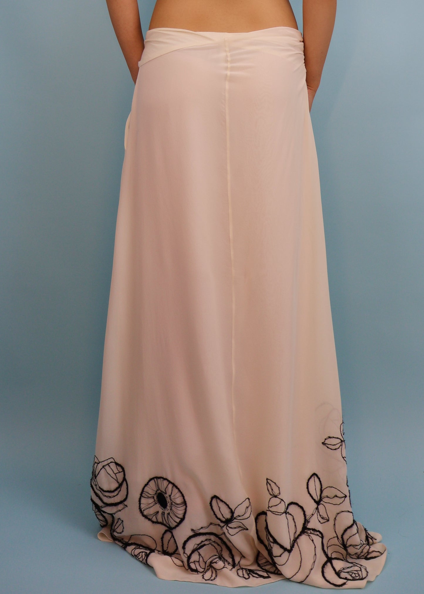 John Galliano Fall 2005 Floral Embroidered Cashmere Tank Top & Silk Maxi Skirt Set