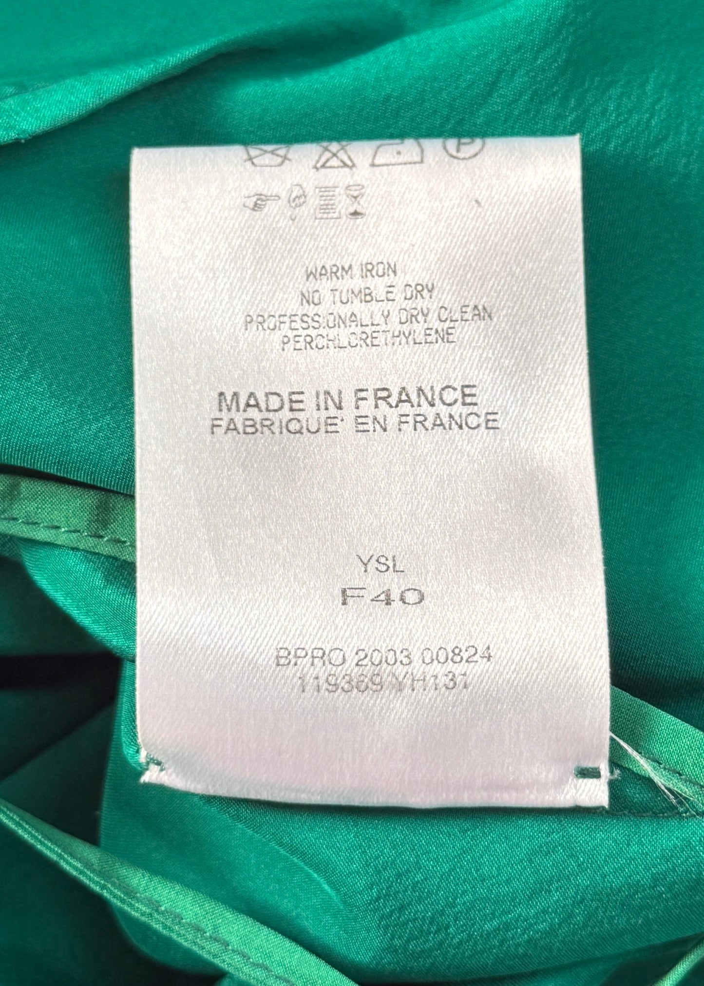 Yves Saint Laurent Fall 2003 Runway Green Silk Ruffle Dress