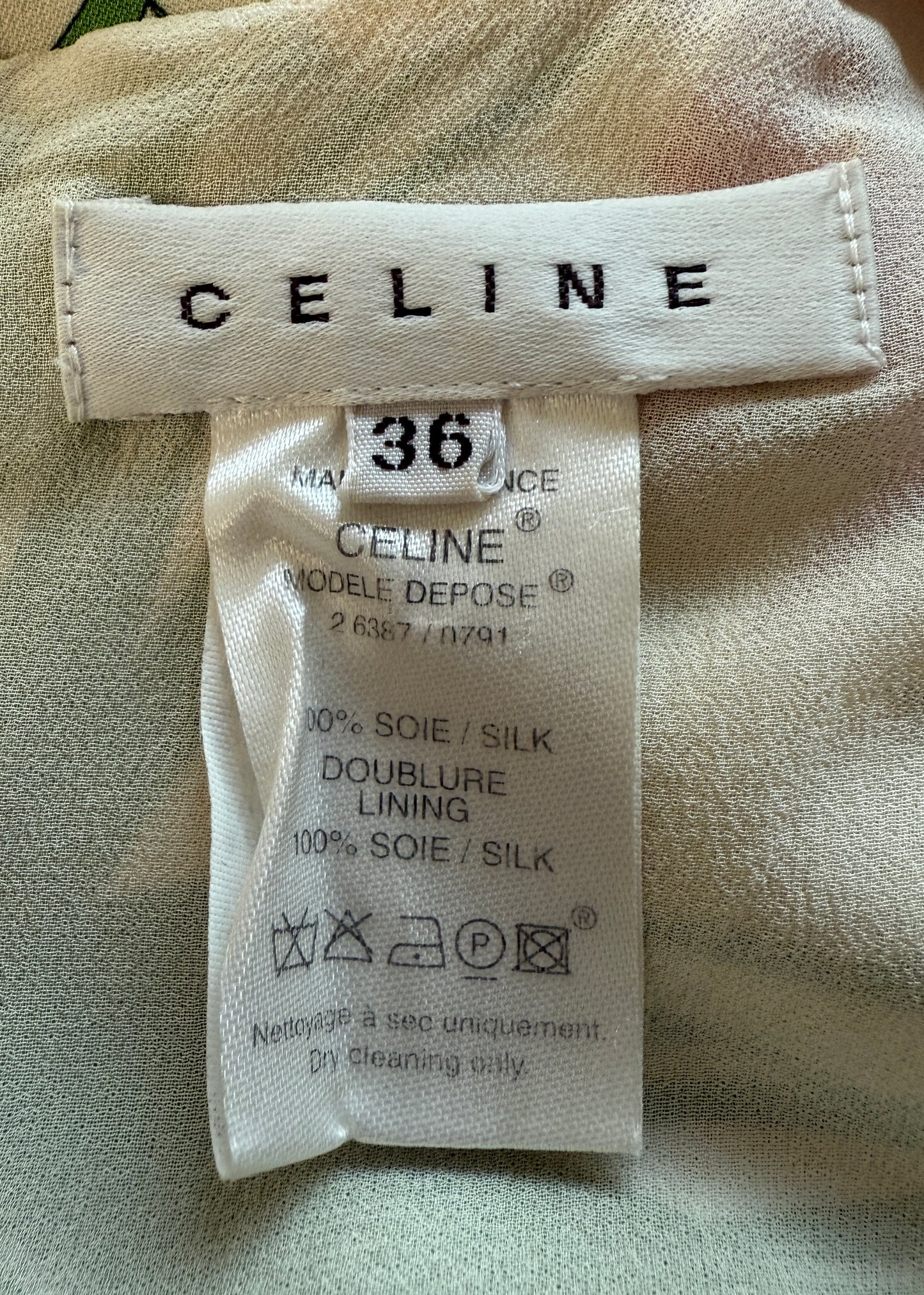 Celine Spring 2004 Tropical Print Silk Dress