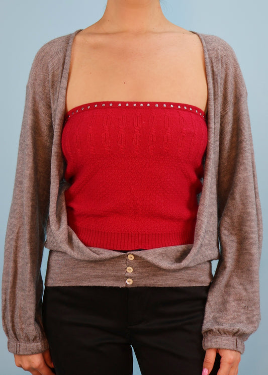 Chloé Fall 2003 Grey Cashmere Low Front Cardigan