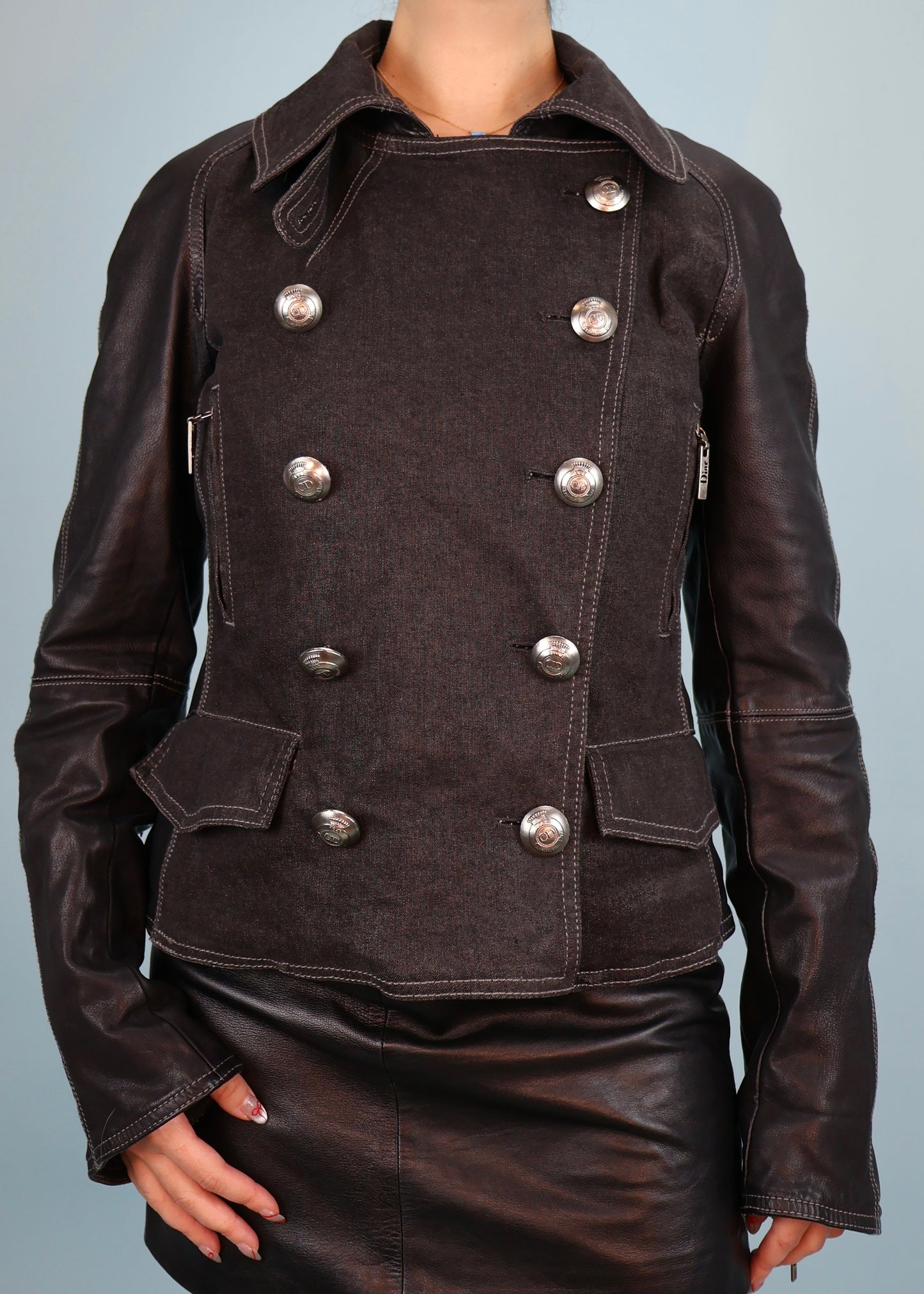 Dior Fall 2006 Black Leather & Denim Jacket