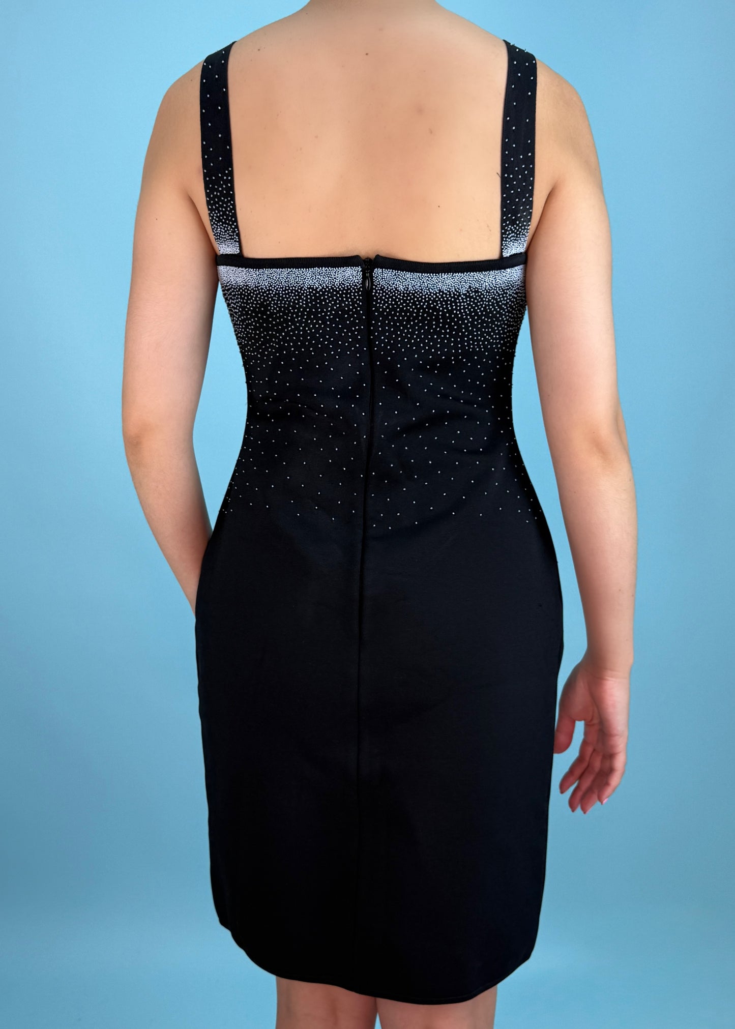 Hervé Léger 1990s Black Beaded Bandage Dress