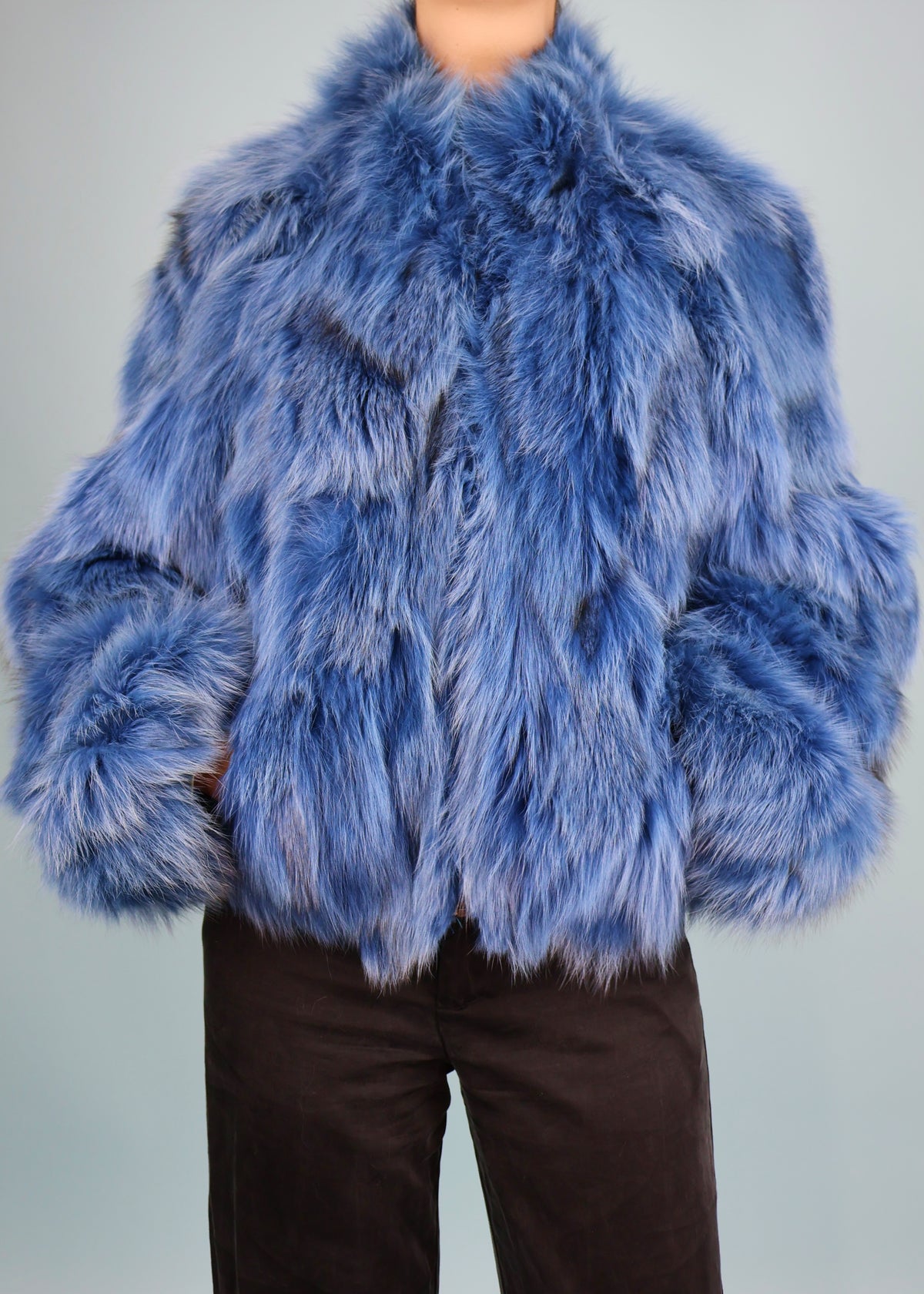 Plein Sud Blue Fur Zip Up Jacket