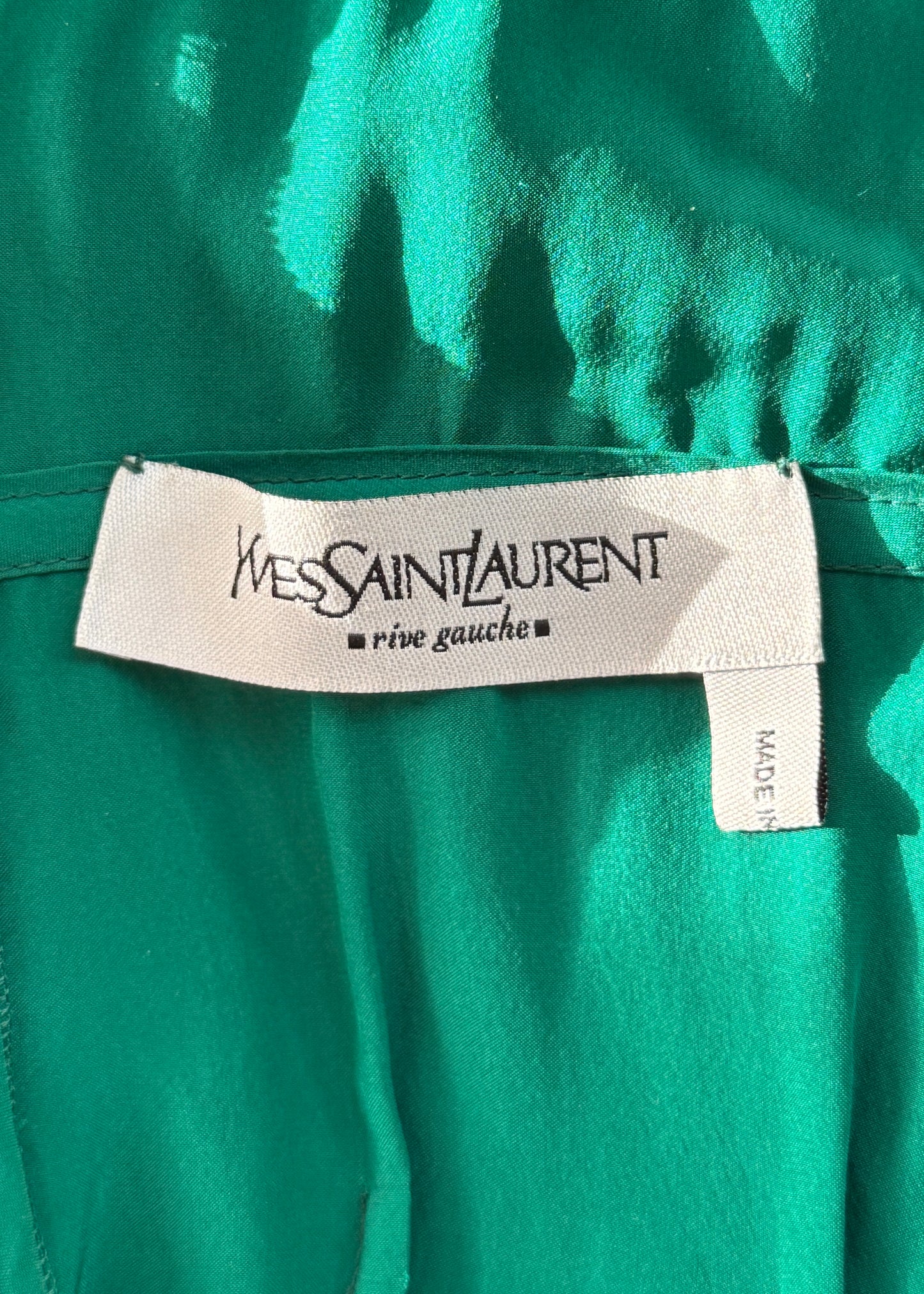 Yves Saint Laurent Fall 2003 Runway Green Silk Ruffle Dress