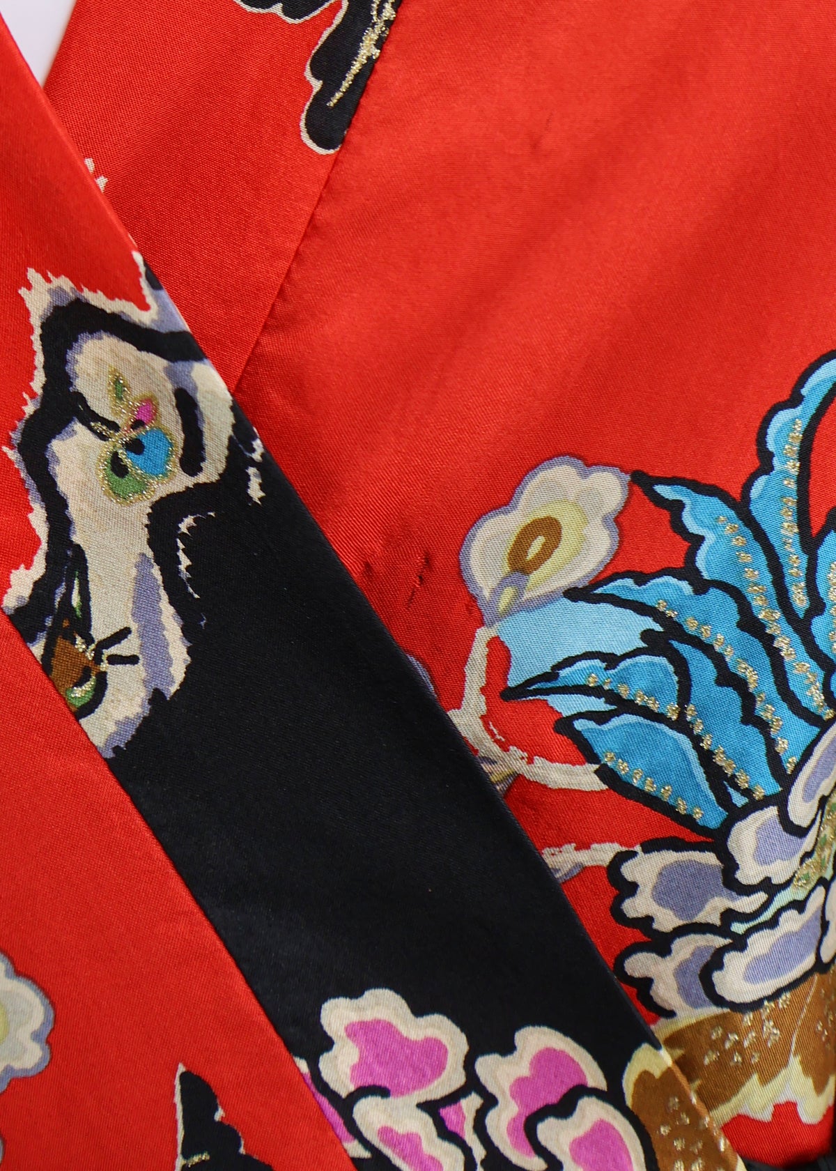 Roberto Cavalli Spring 2003 Red Silk Chinoiserie Print Kimono Jacket