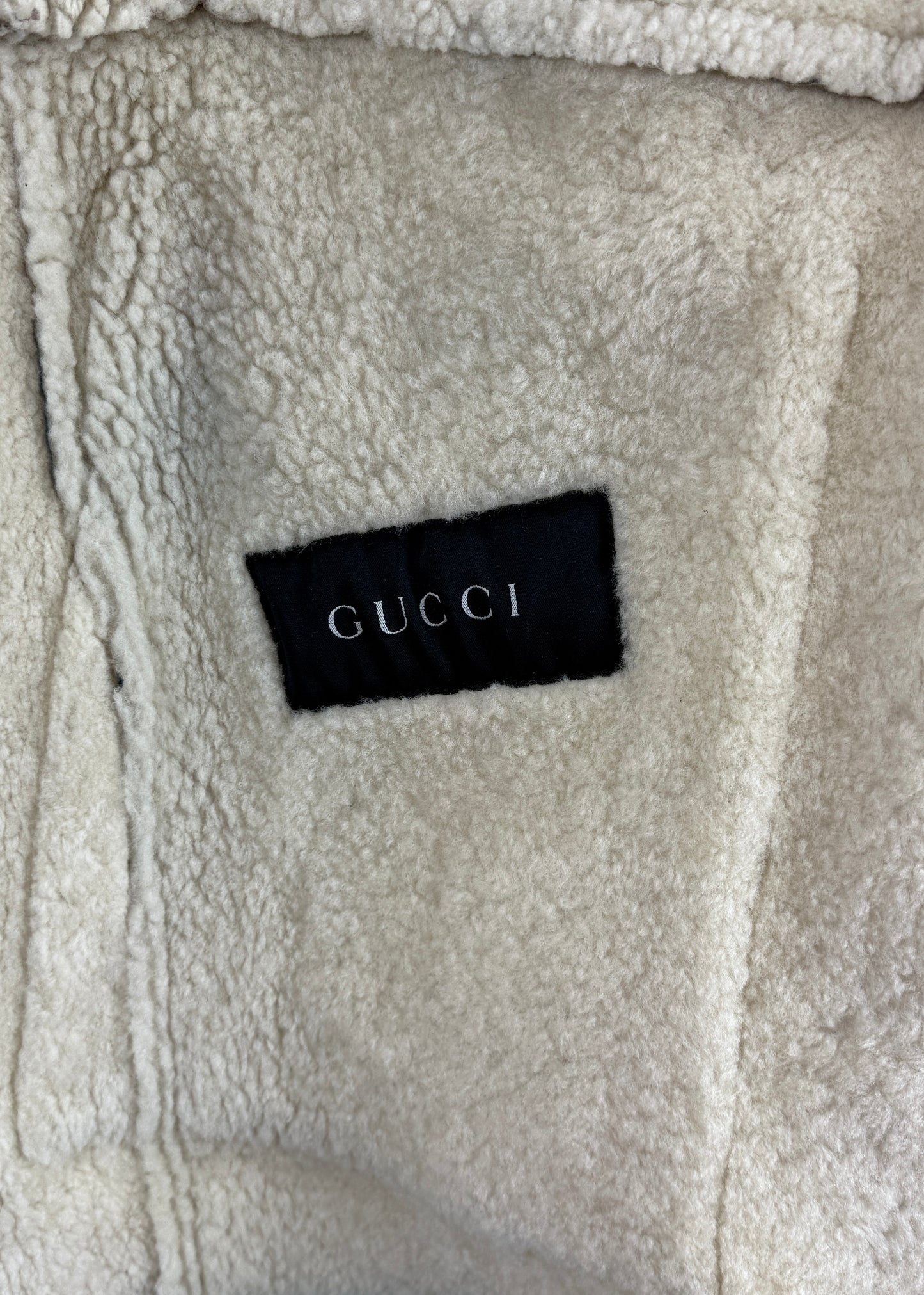 Gucci Fall 2003 Beige Shearling Suede Leather Jacket