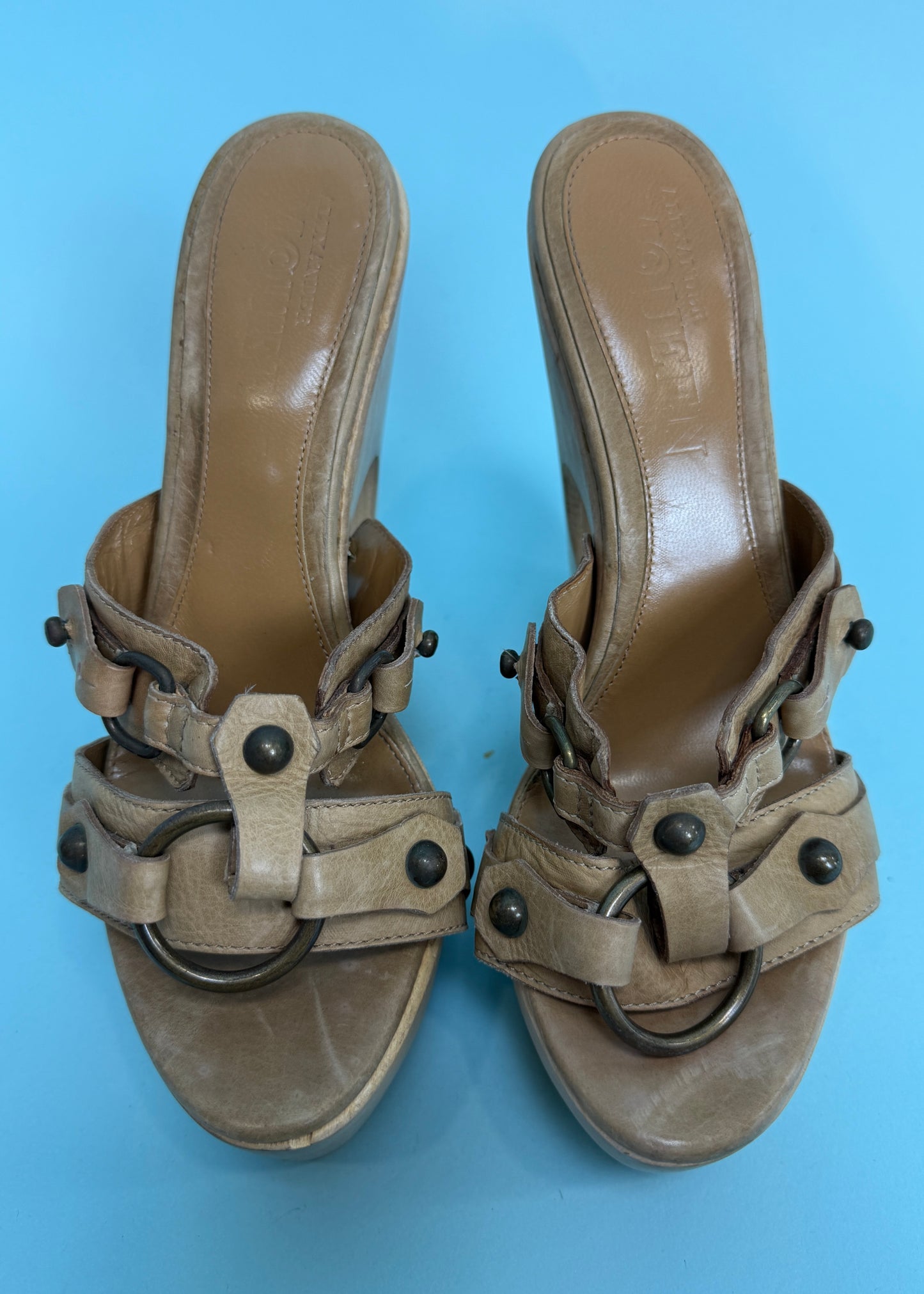 Alexander McQueen Wooden Cut Out Wedge Heels