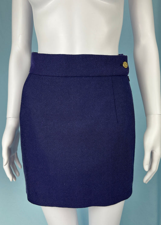 Vivienne Westwood Purple Wool Orb Button Mini Skirt