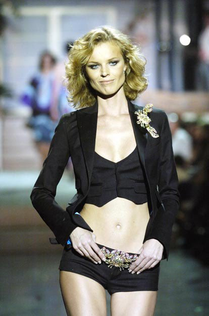 DSquared2 Spring 2005 Runway Embellished Rhinestone Crab Black Leather Belt