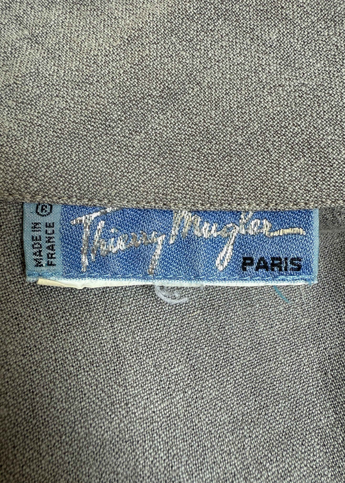 Thierry Mugler 1980s Grey Chambray Wrap Dress