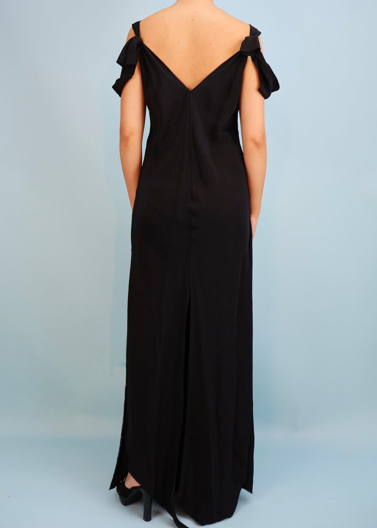 Gucci Fall 2002 Black Silk Knot Strap Maxi Dress