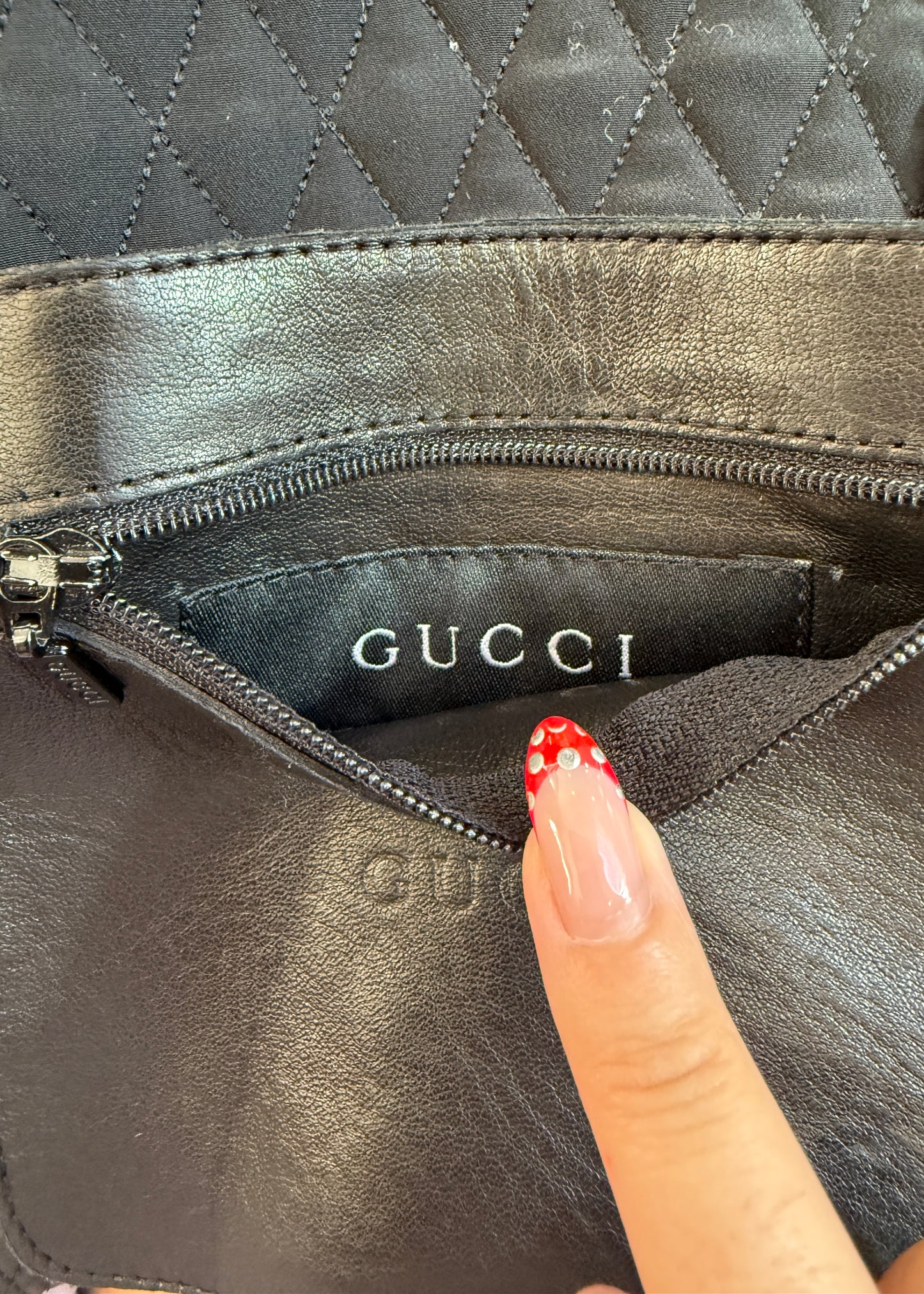Gucci Fall 2000 Double Zip Quilted Black Leather Jacket