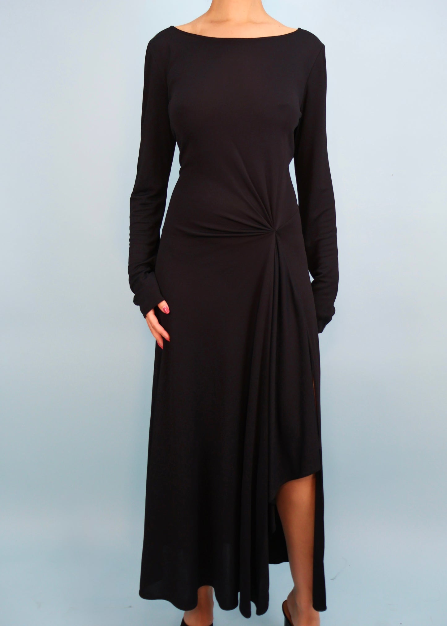 Celine Fall 2002 Runway Black Gathered Detail Dress