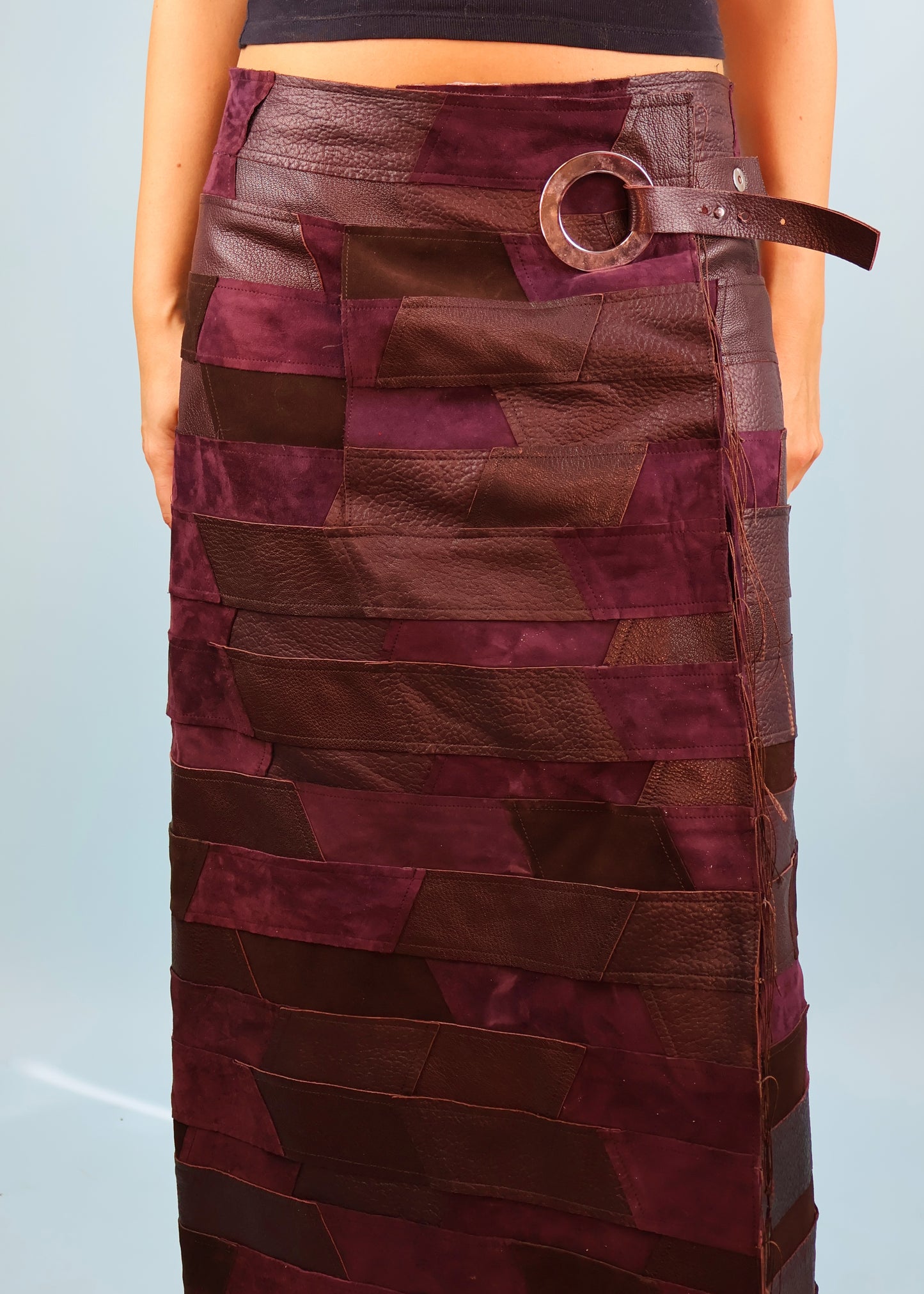 Calvin Klein Fall 2015 Runway Purple Leather Patchwork Maxi Skirt