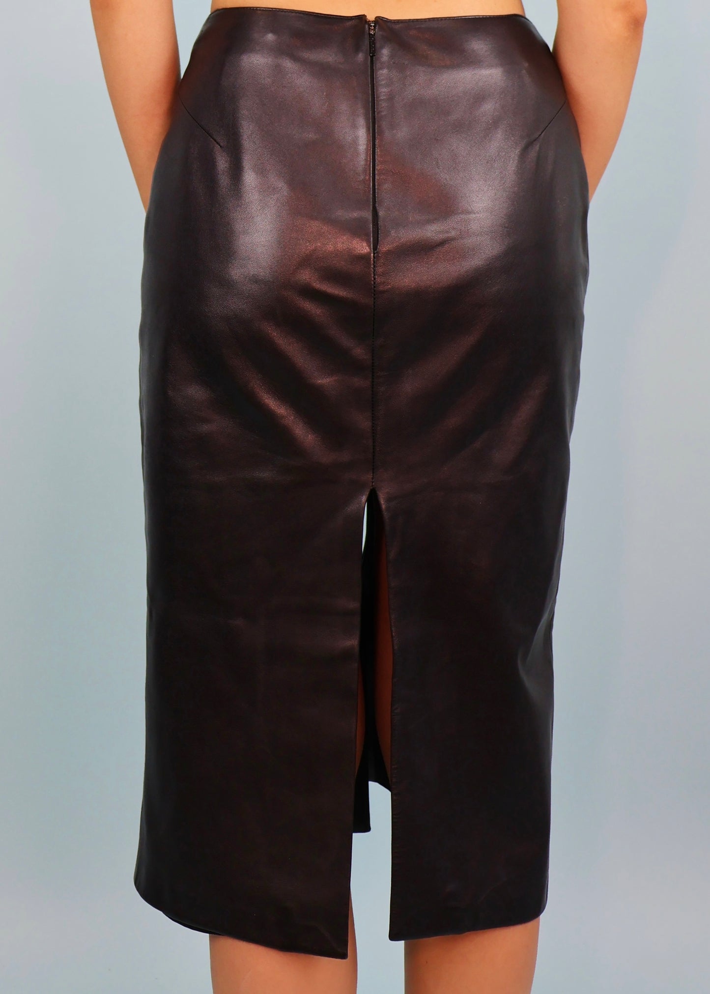 Gucci Fall 2001 Black Leather Midi Skirt