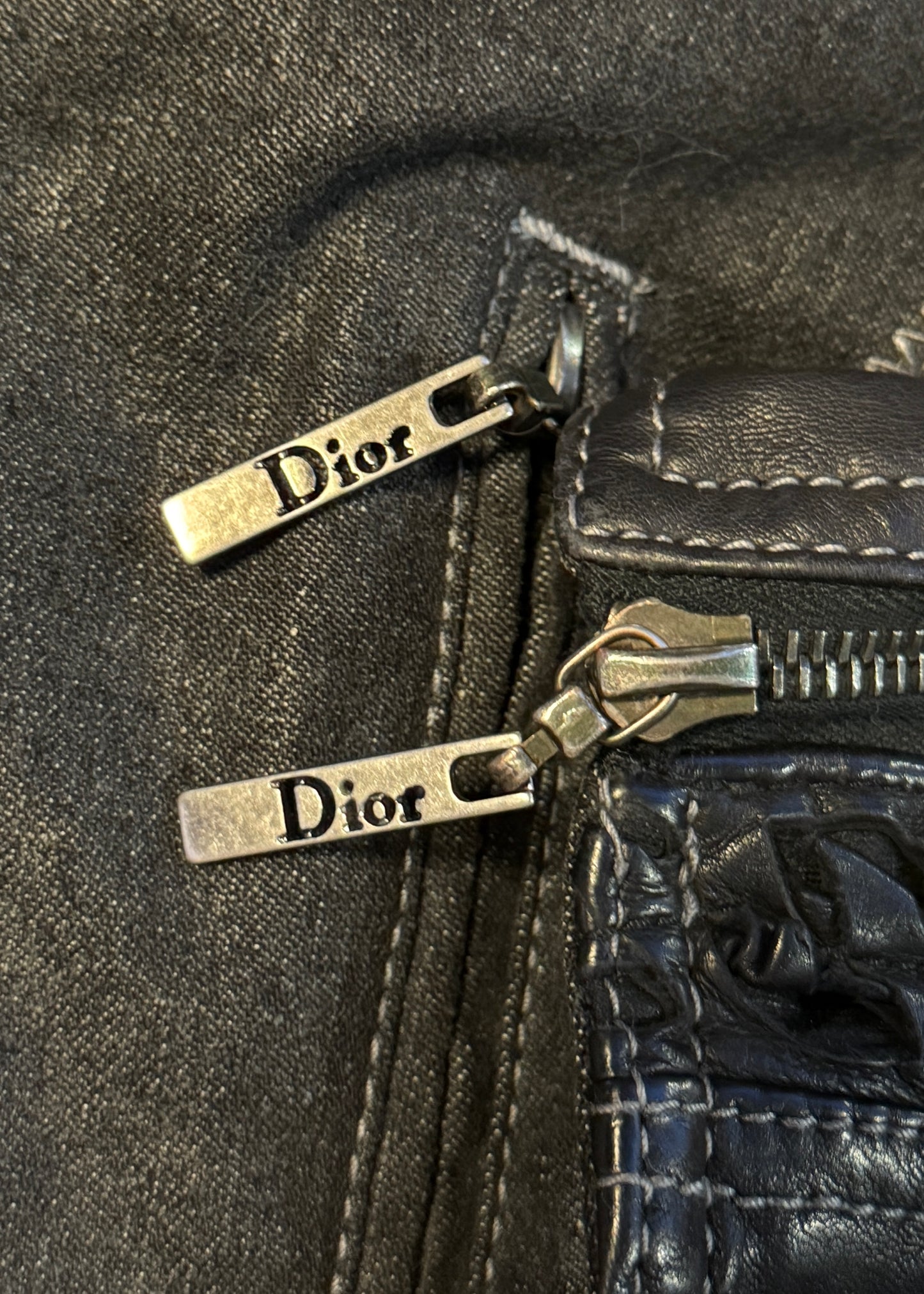 Dior Fall 2006 Black Leather & Denim Jacket