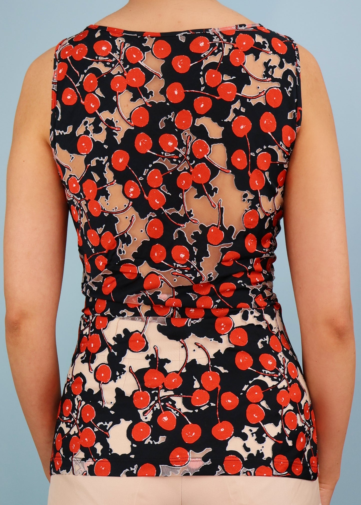 Alexander McQueen Spring 2003 Cherry Print Semi Sheer Tank Top
