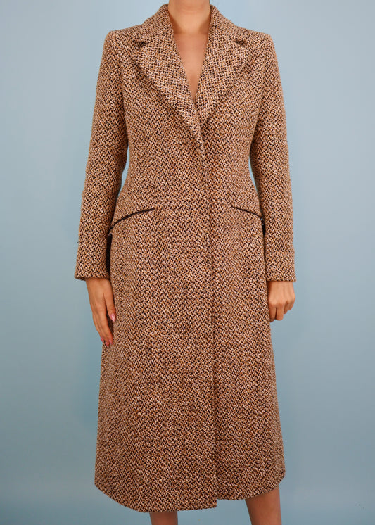 Prada Fall 2000 Runway Herringbone Wool Coat & Scarf