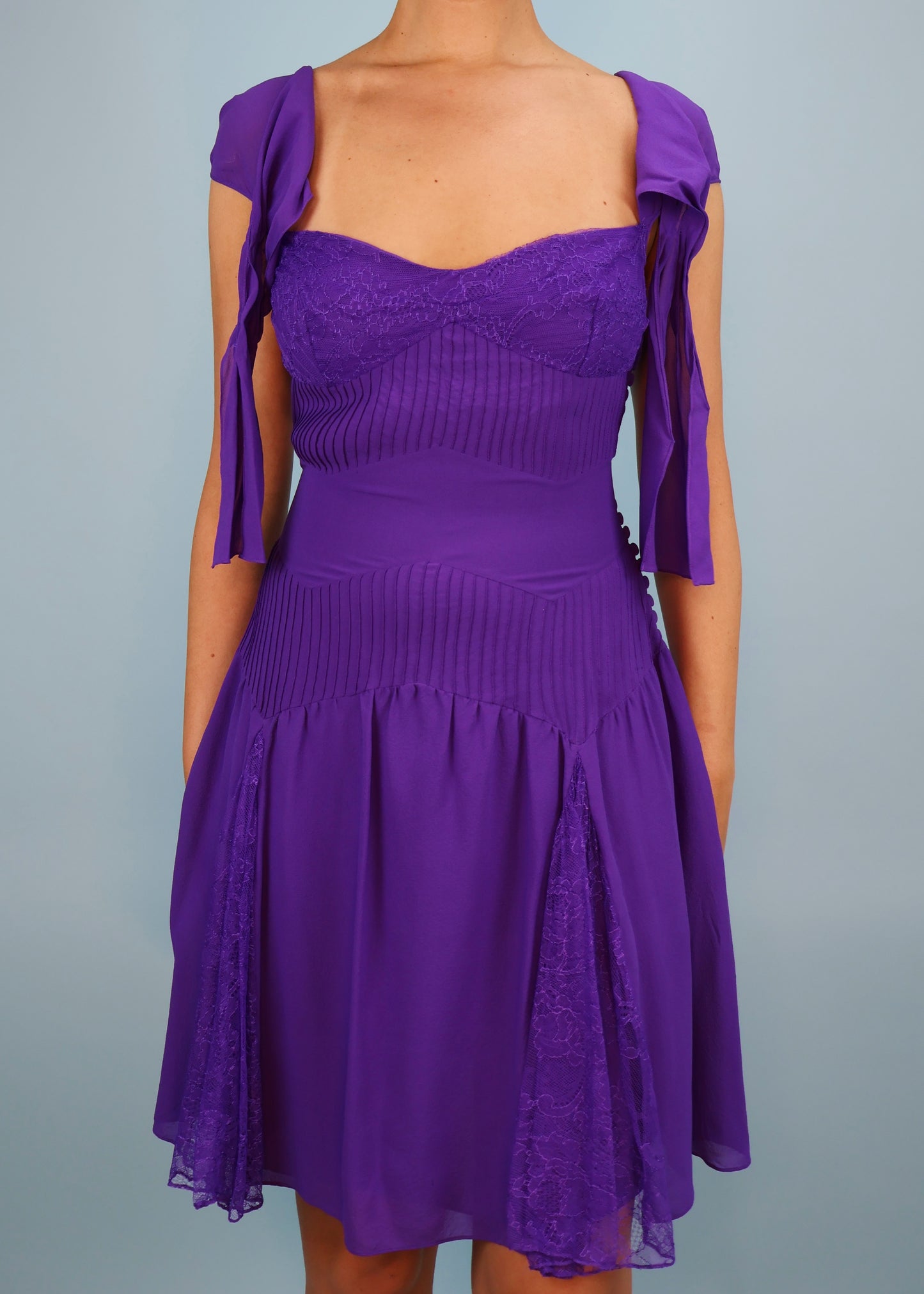 Dior Spring 2010 Purple Silk Chiffon & Lace Dress with Silk Shawl