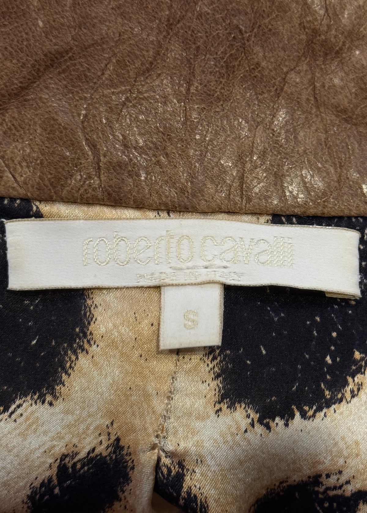 Roberto Cavalli Spring 2002 Panelled Brown Leather Jacket