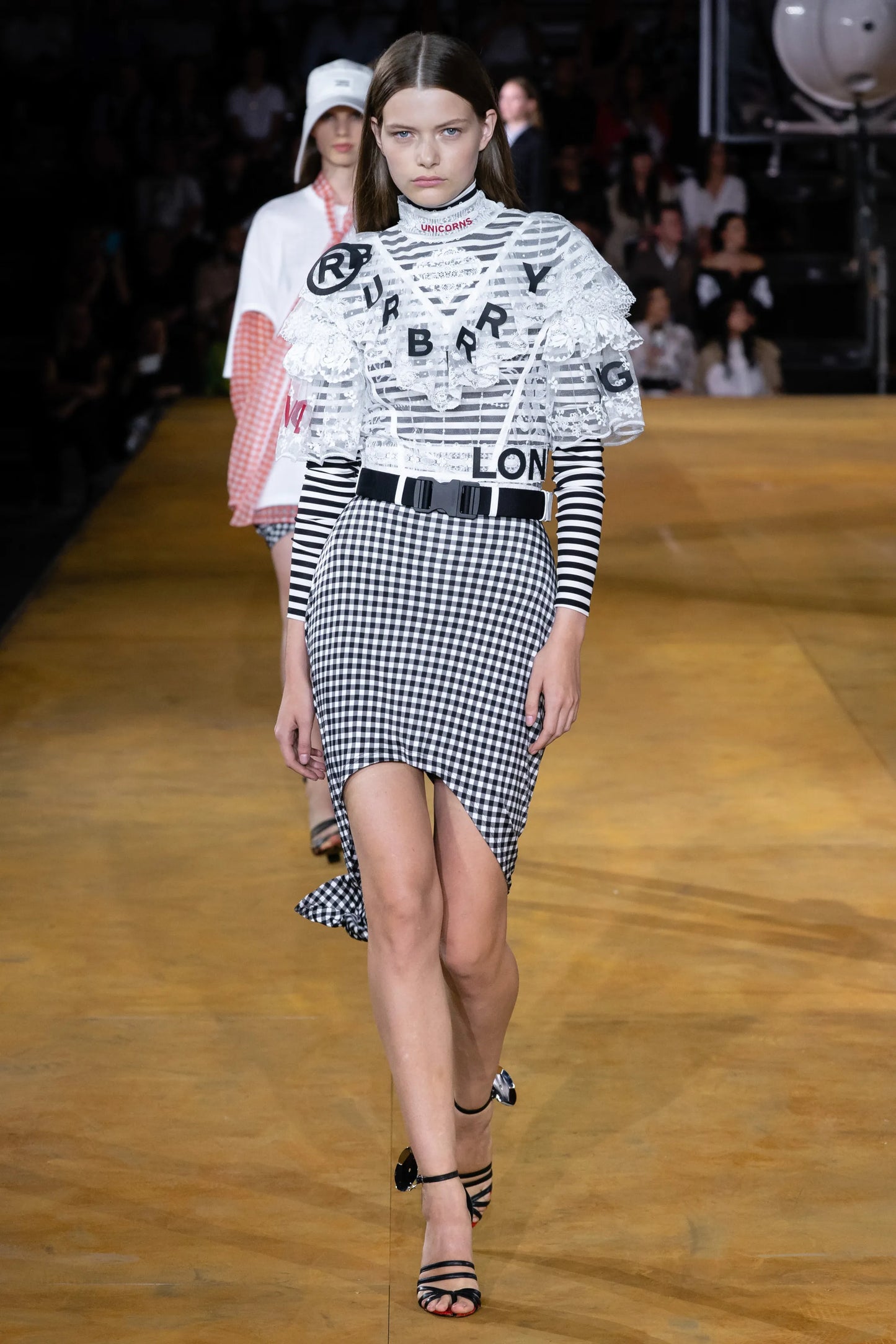 Burberry Spring 2020 Runway Black & White Gingham Asymmetric Skirt