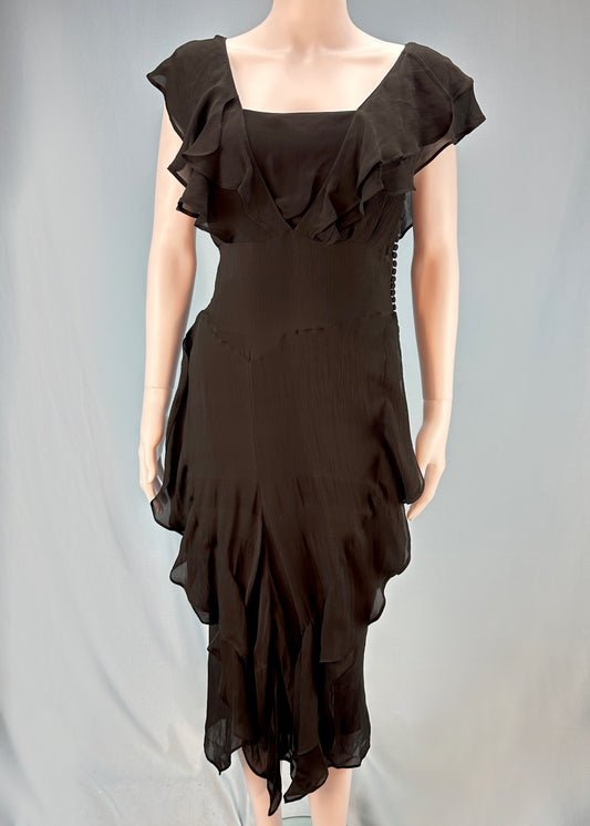 Dior Fall 2006 Black Silk Chiffon Ruffle Dress