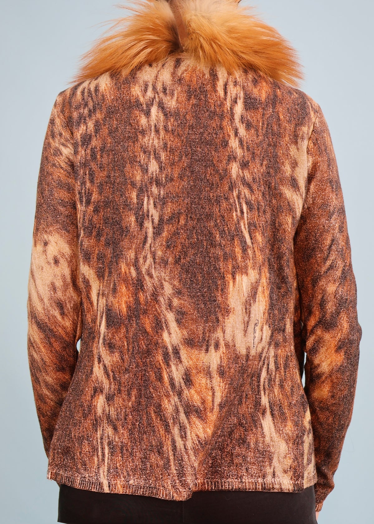Roberto Cavalli Fall 2003 Fur Trim & Chain Detail Knit Cardigan