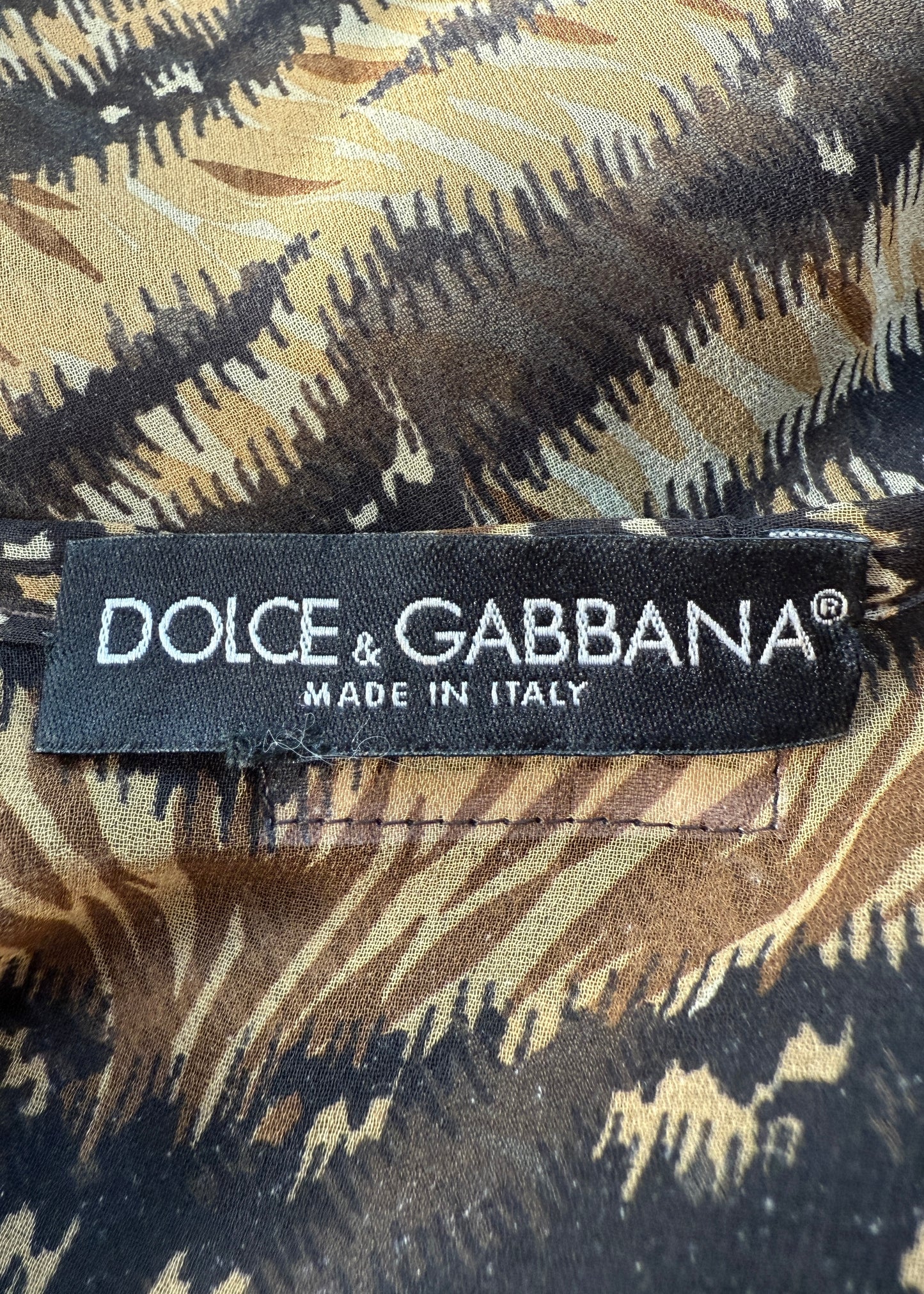 Dolce & Gabbana Tiger Print Silk Chiffon Kaftan Mini Dress