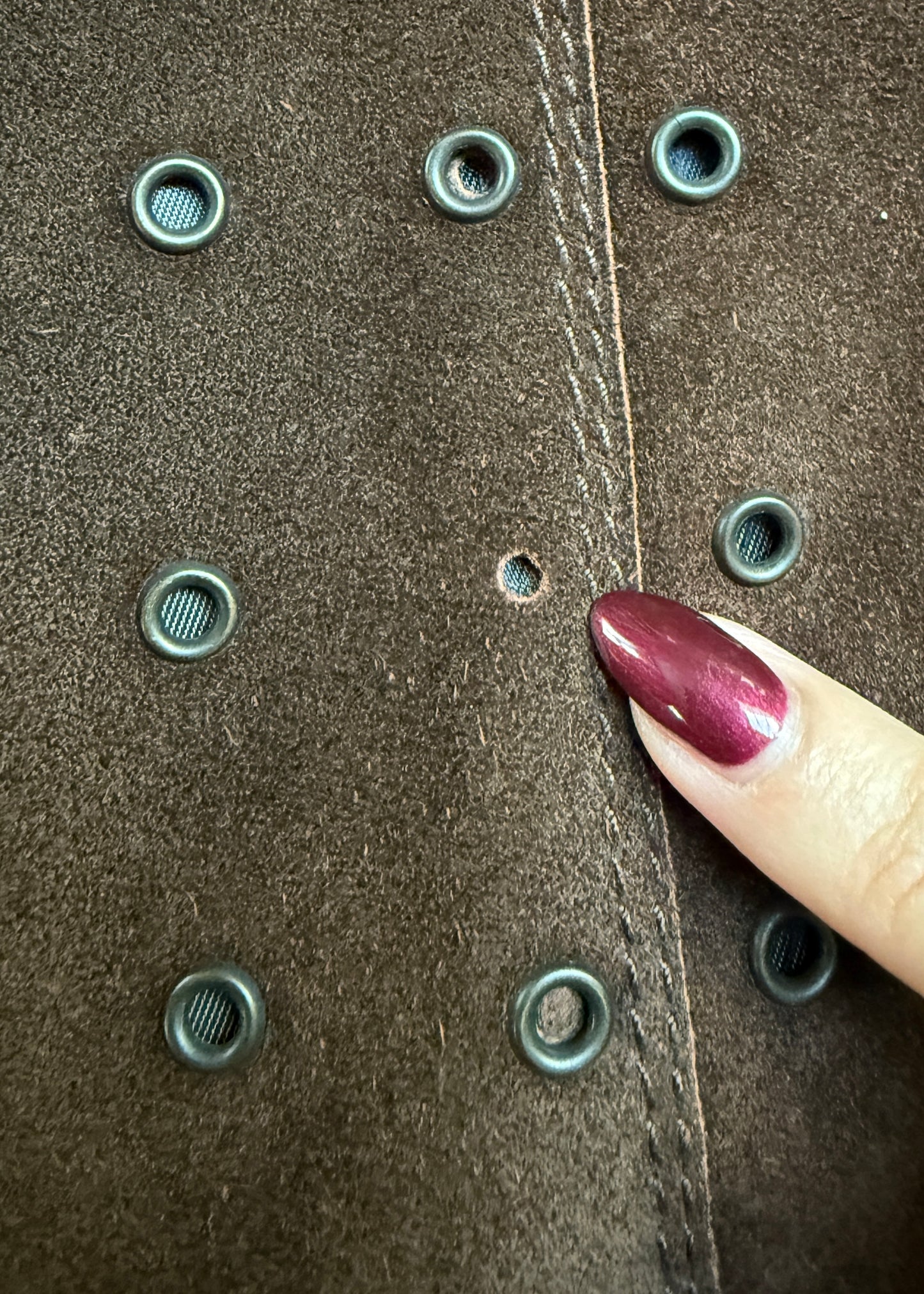 Prada Fall 1993 Runway Brown Suede Eyelet Lace Up Dress