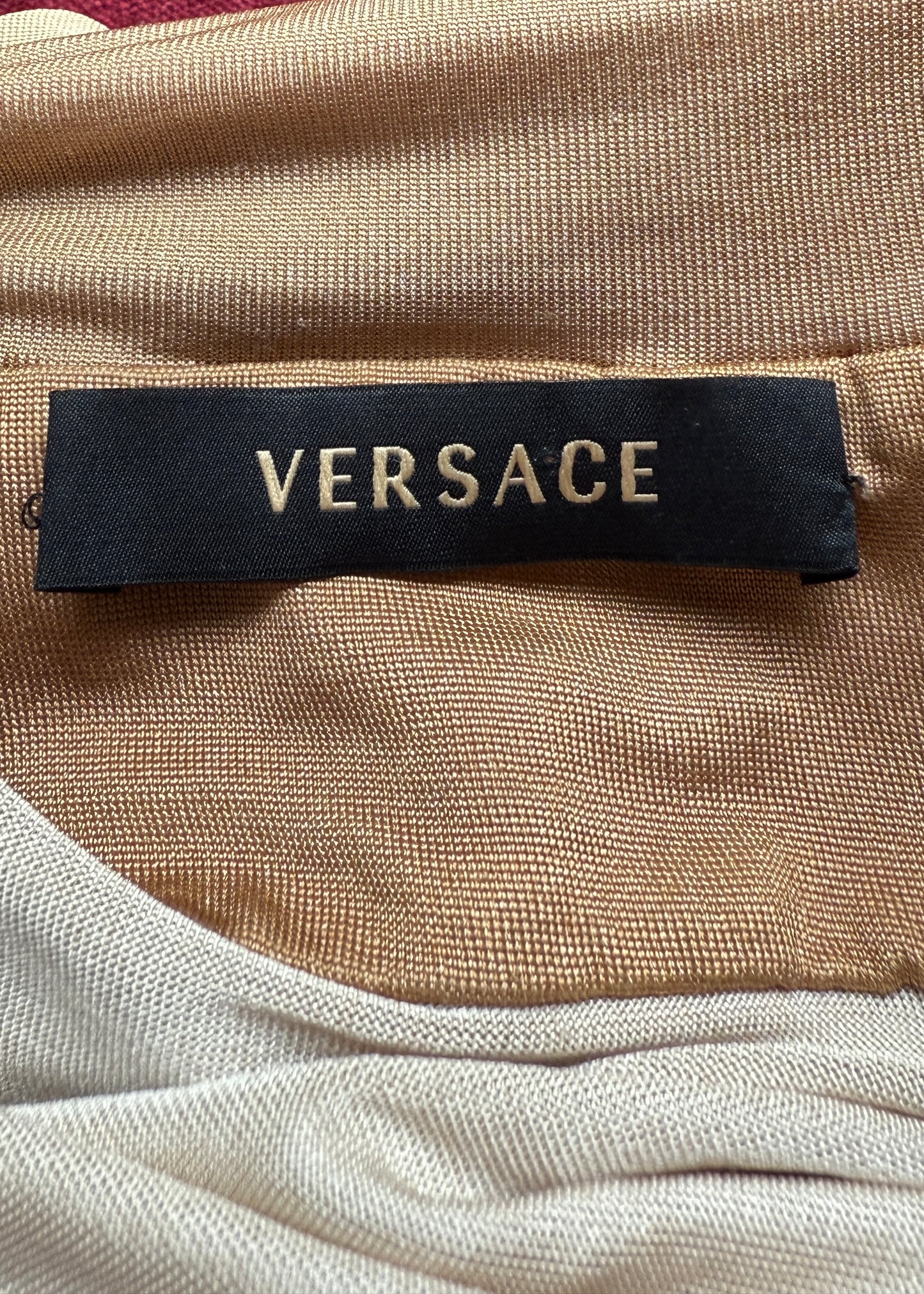 Versace Spring 2006 Runway Beige Bead Embellished Silk Halter Top