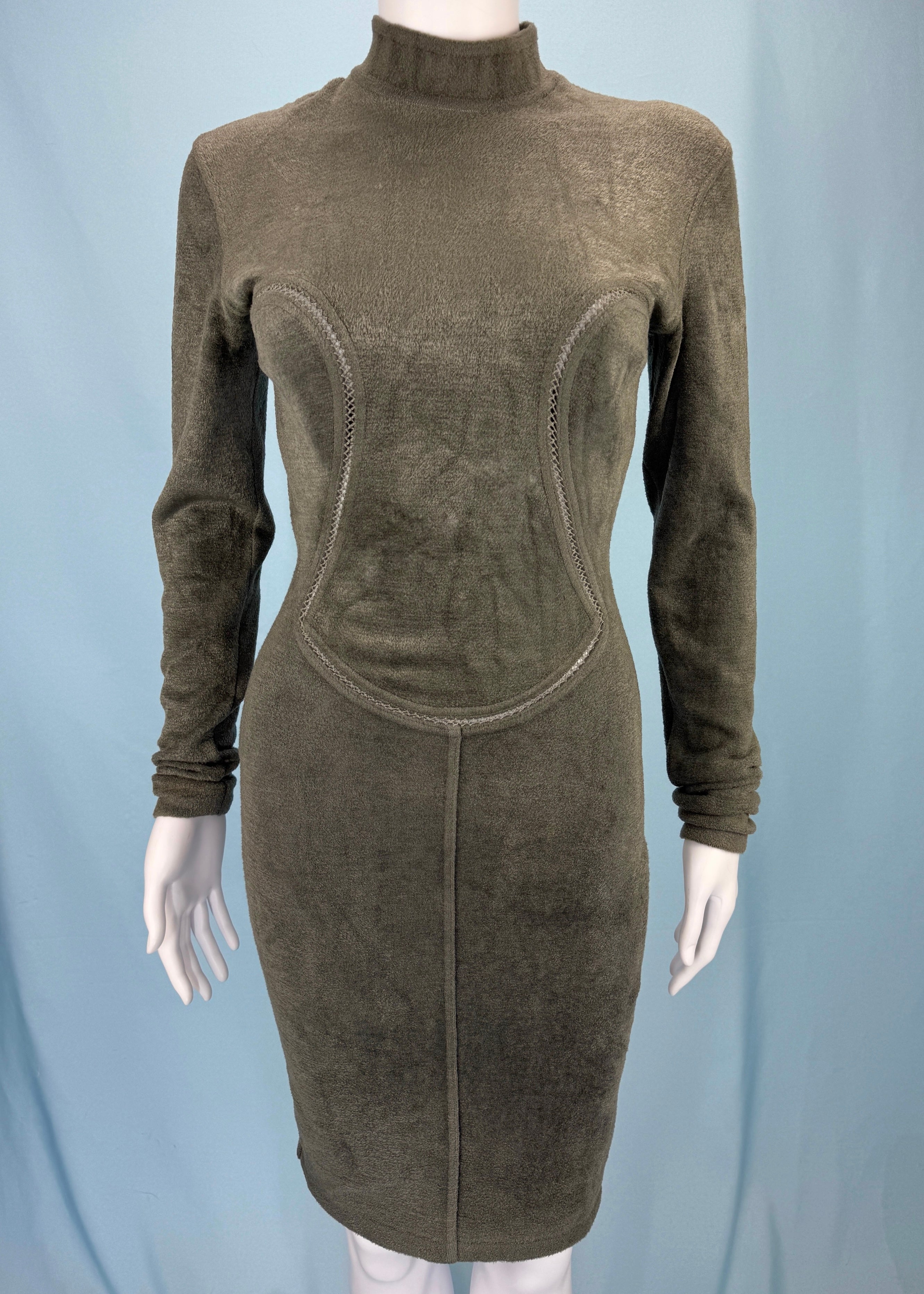 Azzedine Alaia Fall 1991 Runway Grey Chenille Cutout Dress