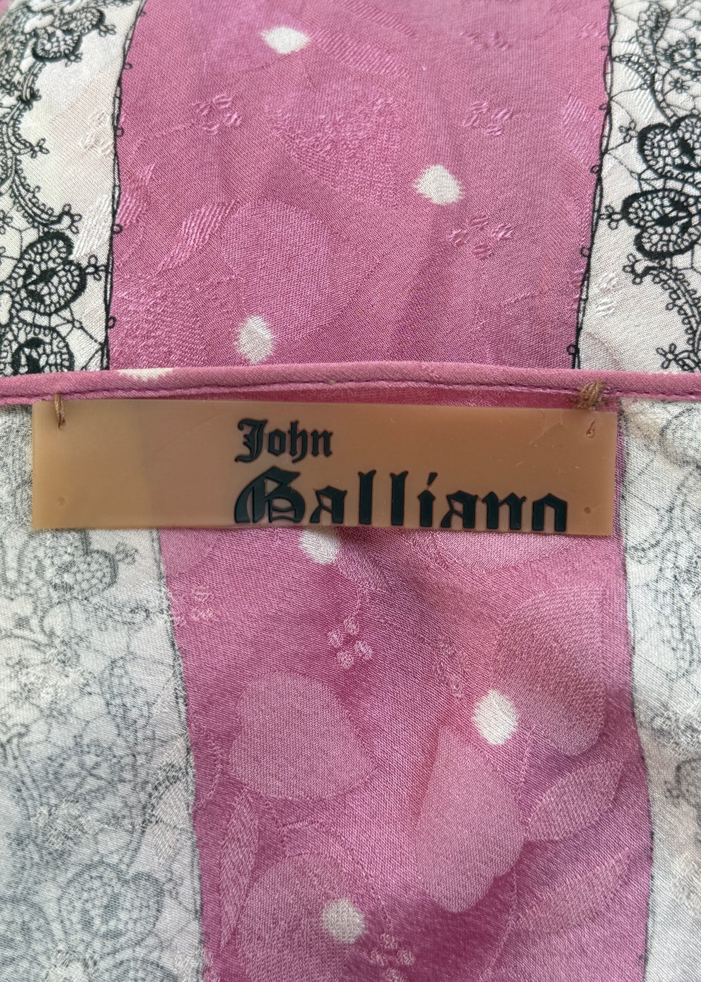 John Galliano Spring 2004 Pink Floral Ruffle Silk Skirt