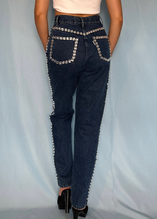 Dolce & Gabbana Spring 1992 Crystal Embellished Denim Jeans
