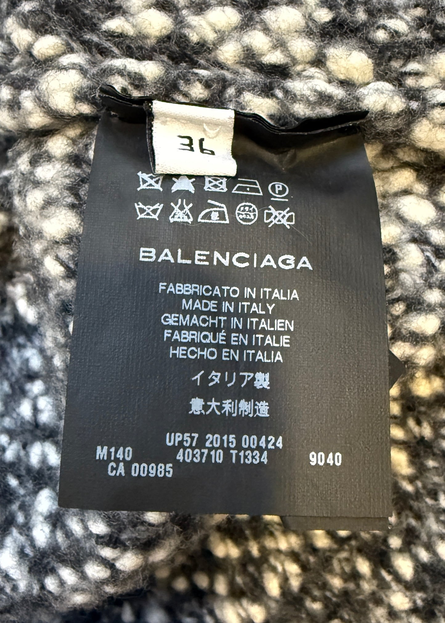 Balenciaga Fall 2015 Runway Grey Boucle Structured Sweater
