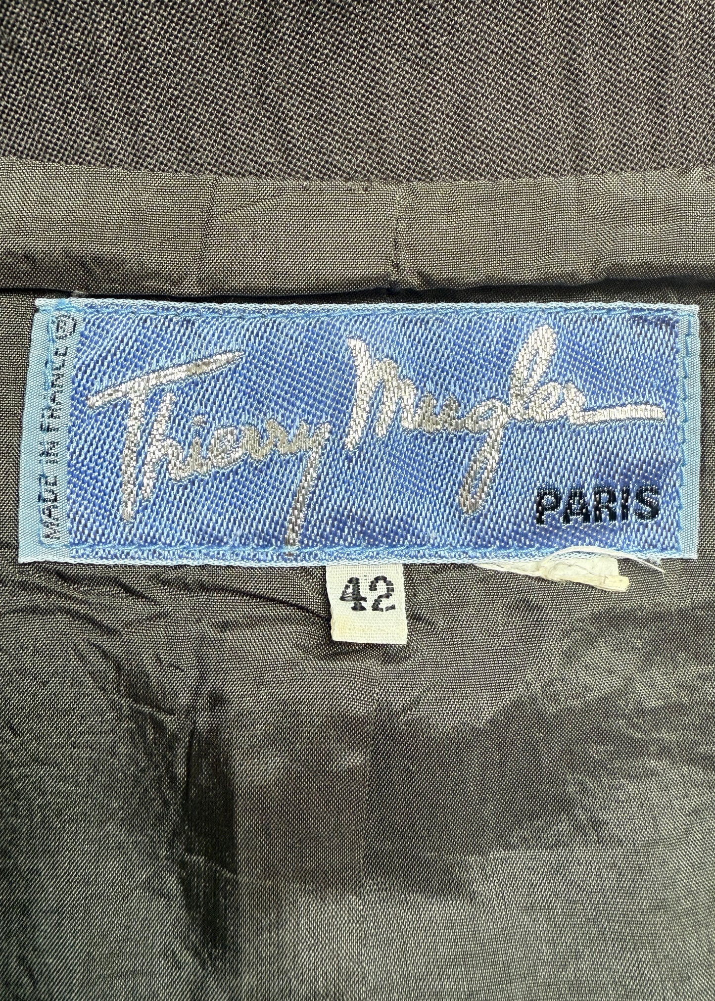 Thierry Mugler Fall 1990 Grey Velvet Stripe Jacket