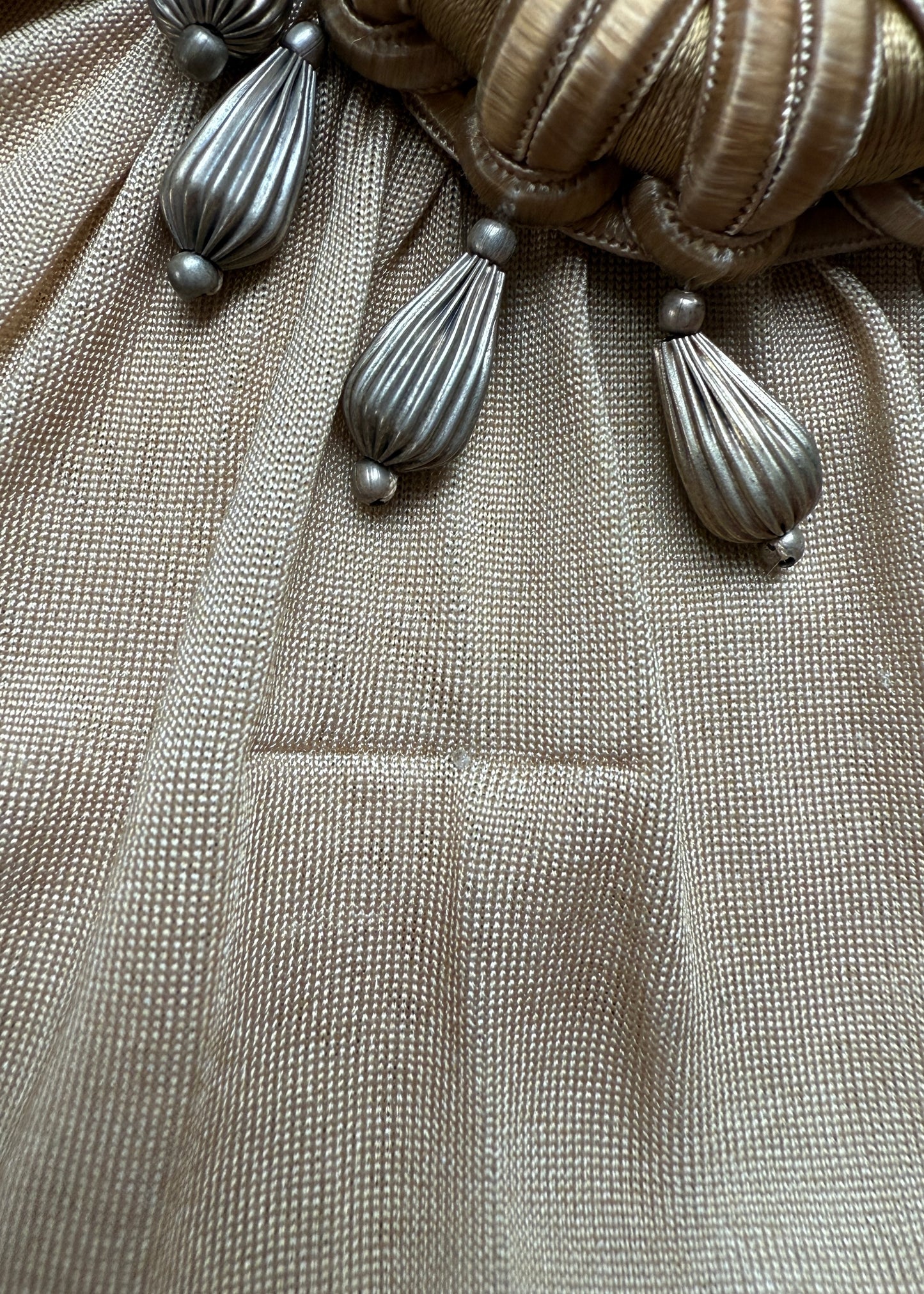 Versace Spring 2006 Runway Beige Bead Embellished Silk Halter Top