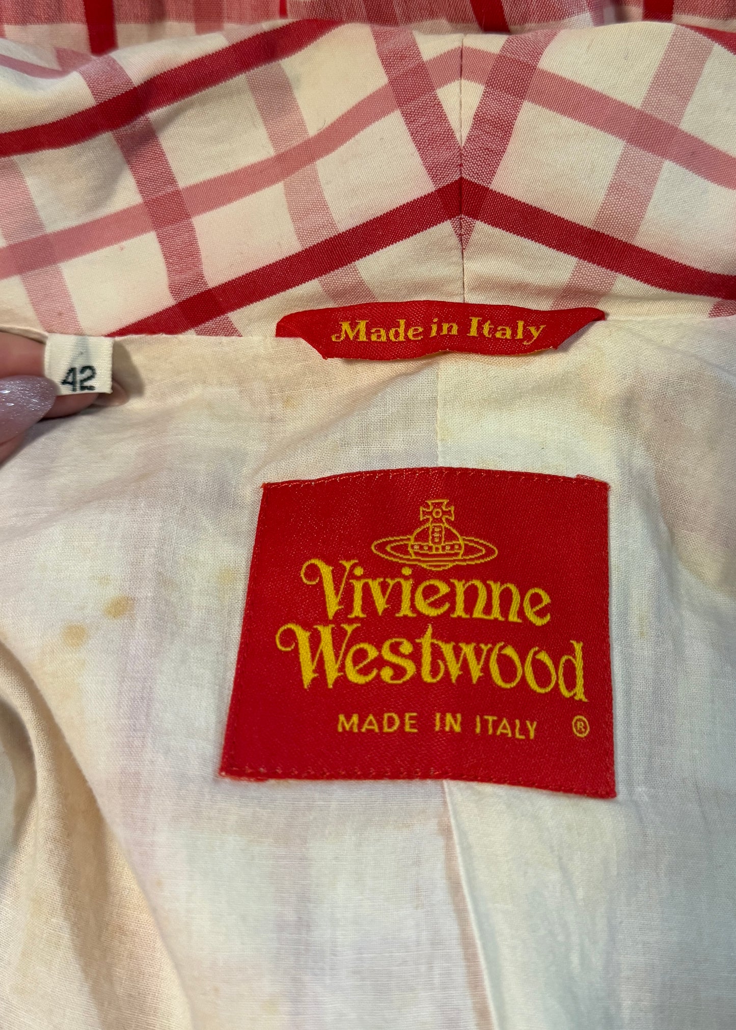 Vivienne Westwood Spring 1994 Pink Checked Button Down Dress