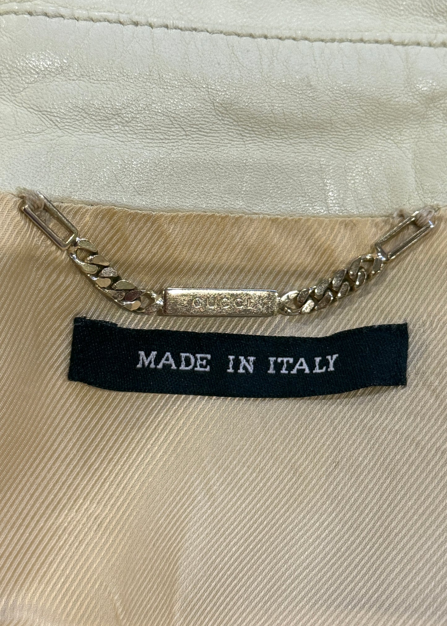 Gucci Cream Leather Bomber Jacket