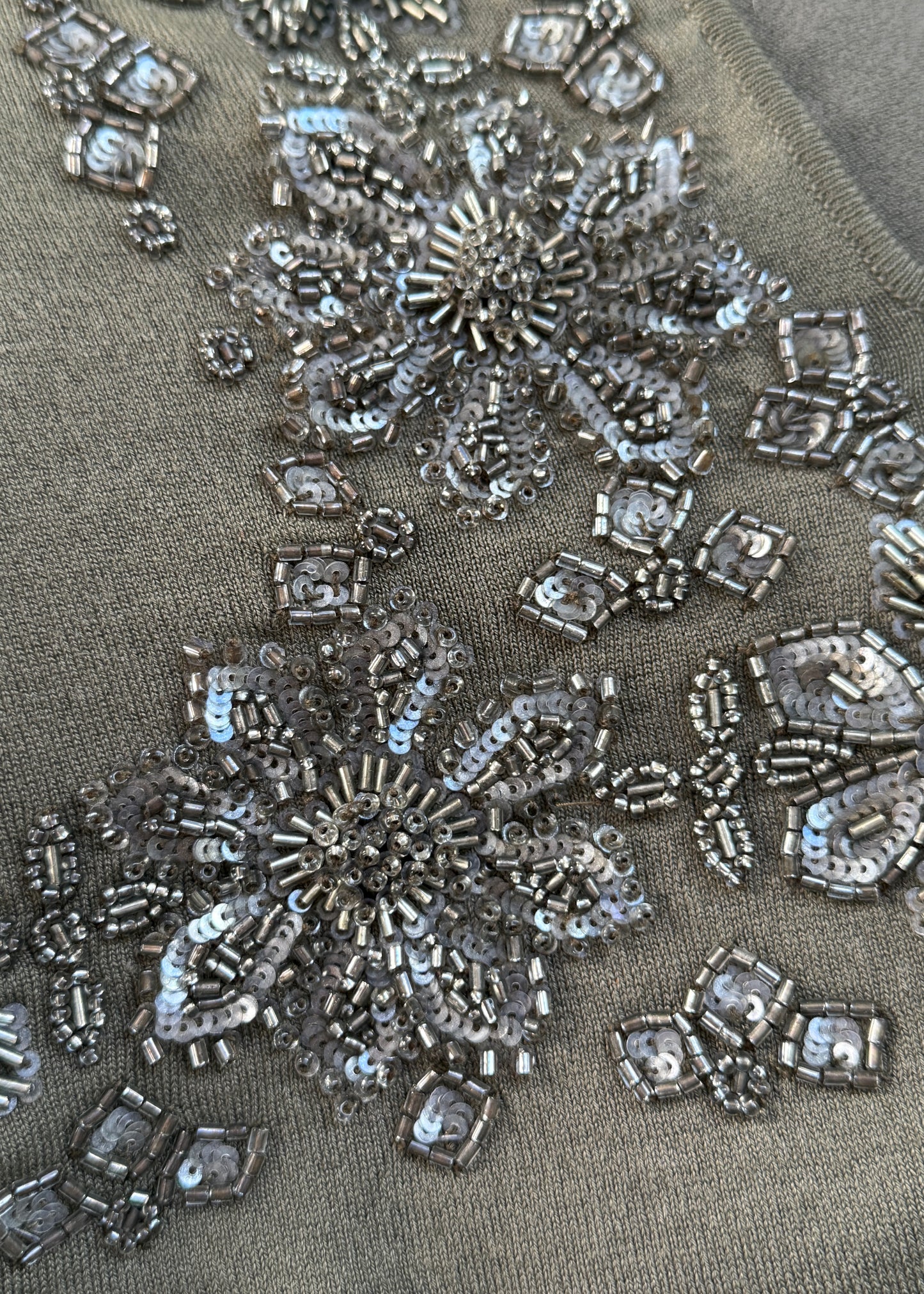 Valentino Embellished Khaki Knitted Sweater Top