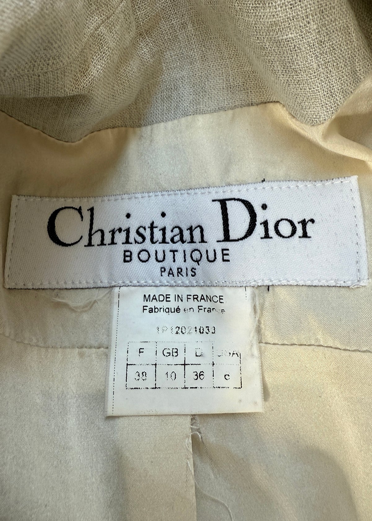 Dior Spring 2001 Corset Style Linen Jacket