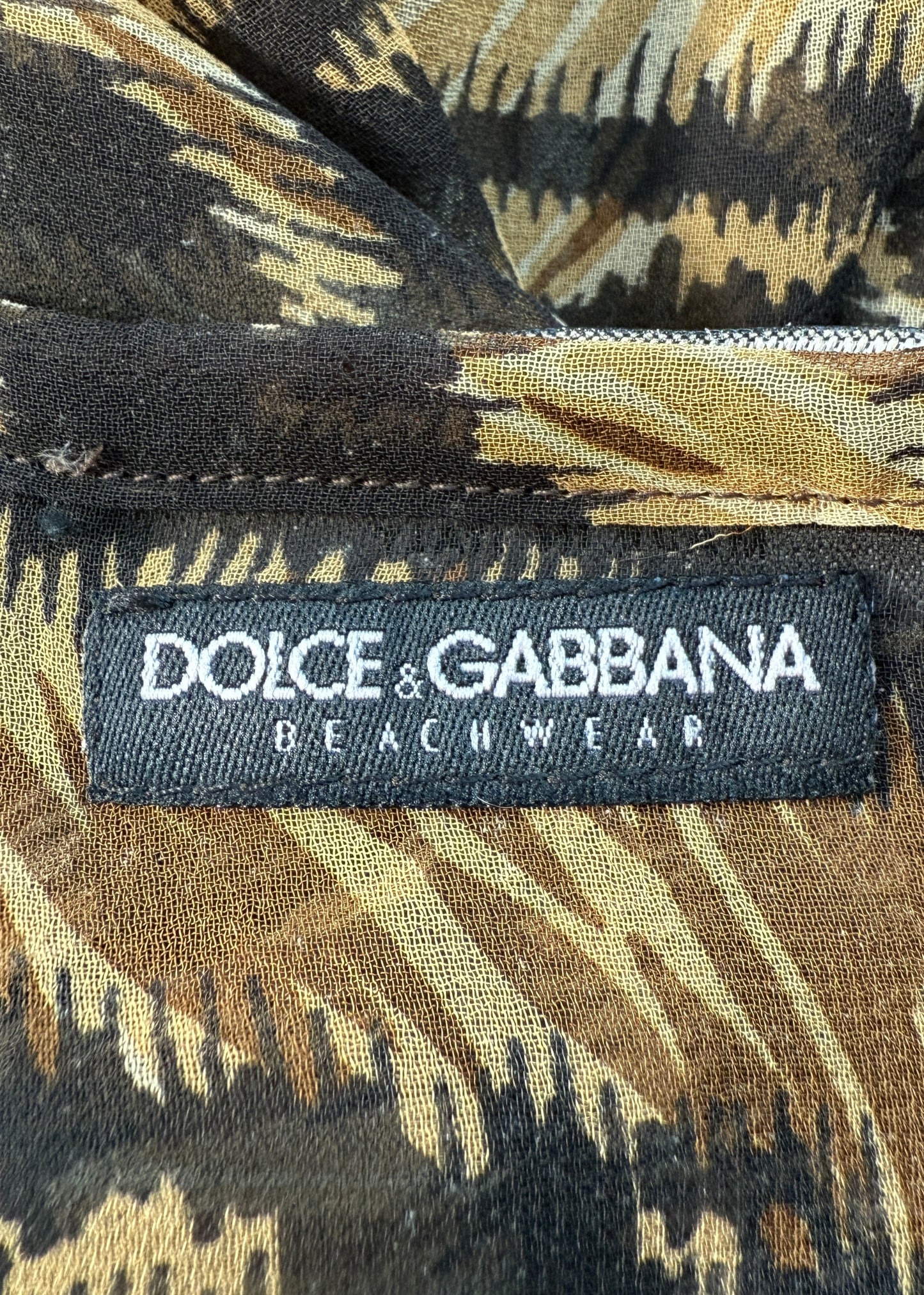 Dolce & Gabbana Tiger Print Silk Chiffon Kaftan Mini Dress