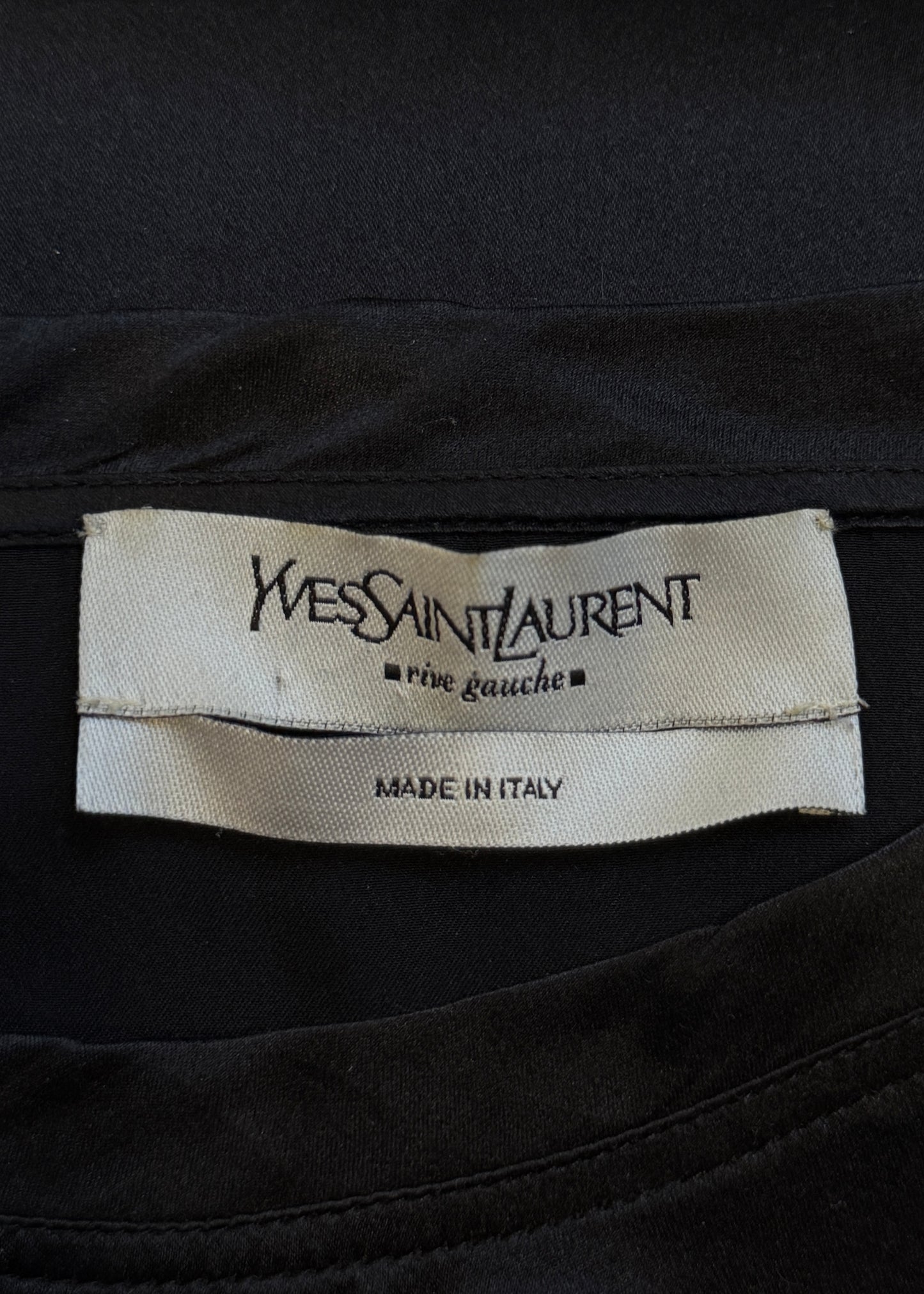Yves Saint Laurent Fall 2002 Runway Black Silk Satin Long Sleeve Top