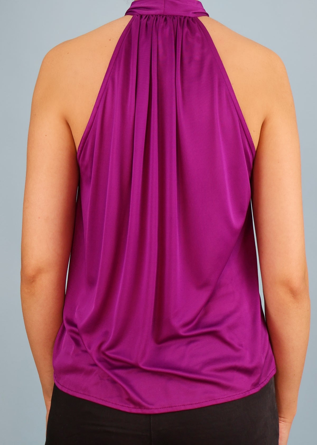 Versace Spring 2000 Runway Crystal Button Purple Sleeveless Top