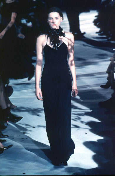Dries Van Noten Spring 1999 Runway Black Silk Bustle Dress